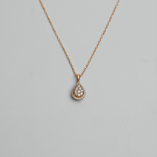 Felmeny Water Drop Necklace in Gold with Diamonds