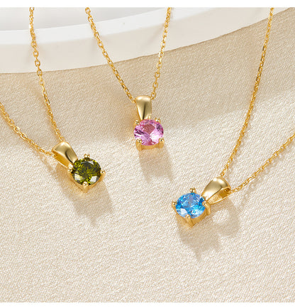 Felmeny Birthstone Necklace in Silver with Zircon