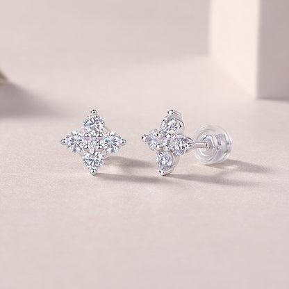 Felmeny Gardenia Earrings in Silver with Moissanite