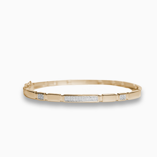 Felmeny Channel Bangle in Gold with Diamonds