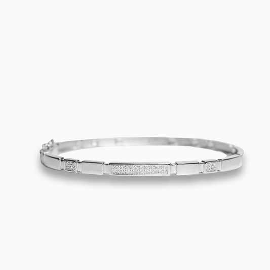 Felmeny Channel Bangle in White Gold with Diamonds