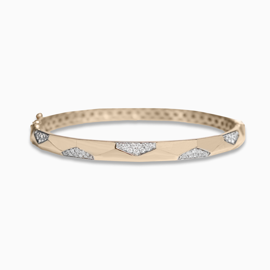 Felmeny Crested Home Bangle in Gold with Diamonds