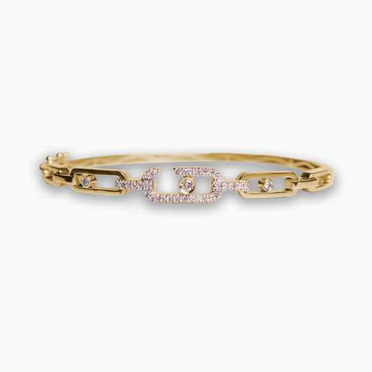 Felmeny Chain-Like Move Bangle in Gold with Diamonds