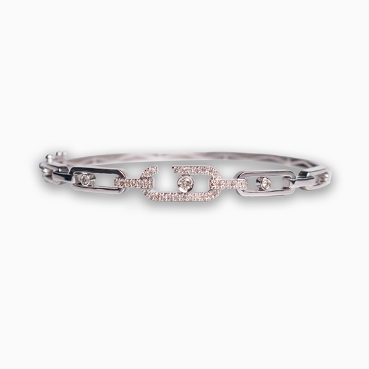 Felmeny Chain-Like Move Bangle in White Gold with Diamonds