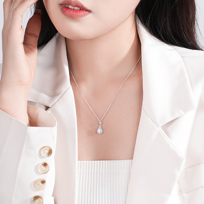 Felmeny Water Drop II Necklace in Silver with Zircon