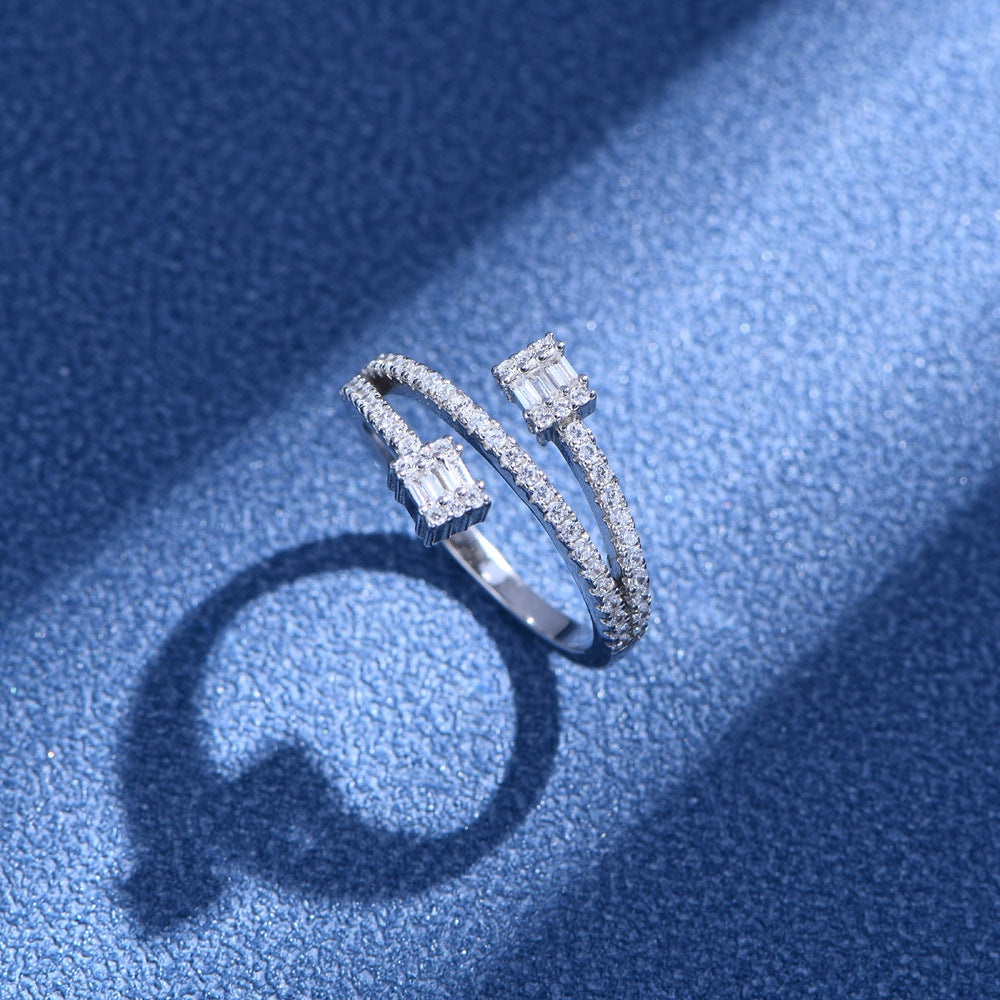 Felmeny Twina Ring in Silver with Moissanite