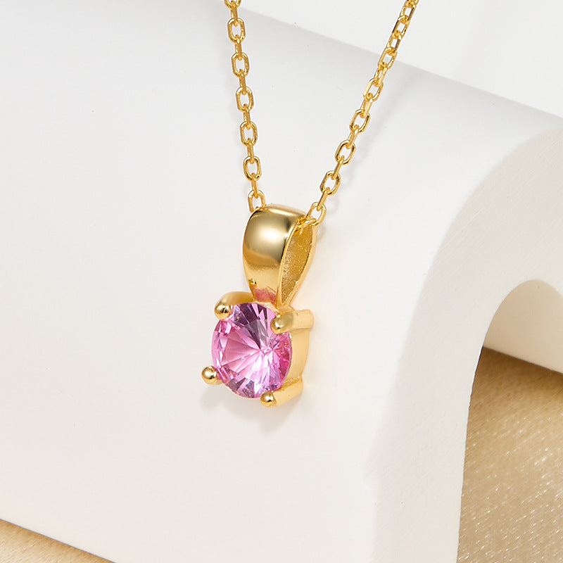 Felmeny Birthstone Necklace in Silver with Zircon