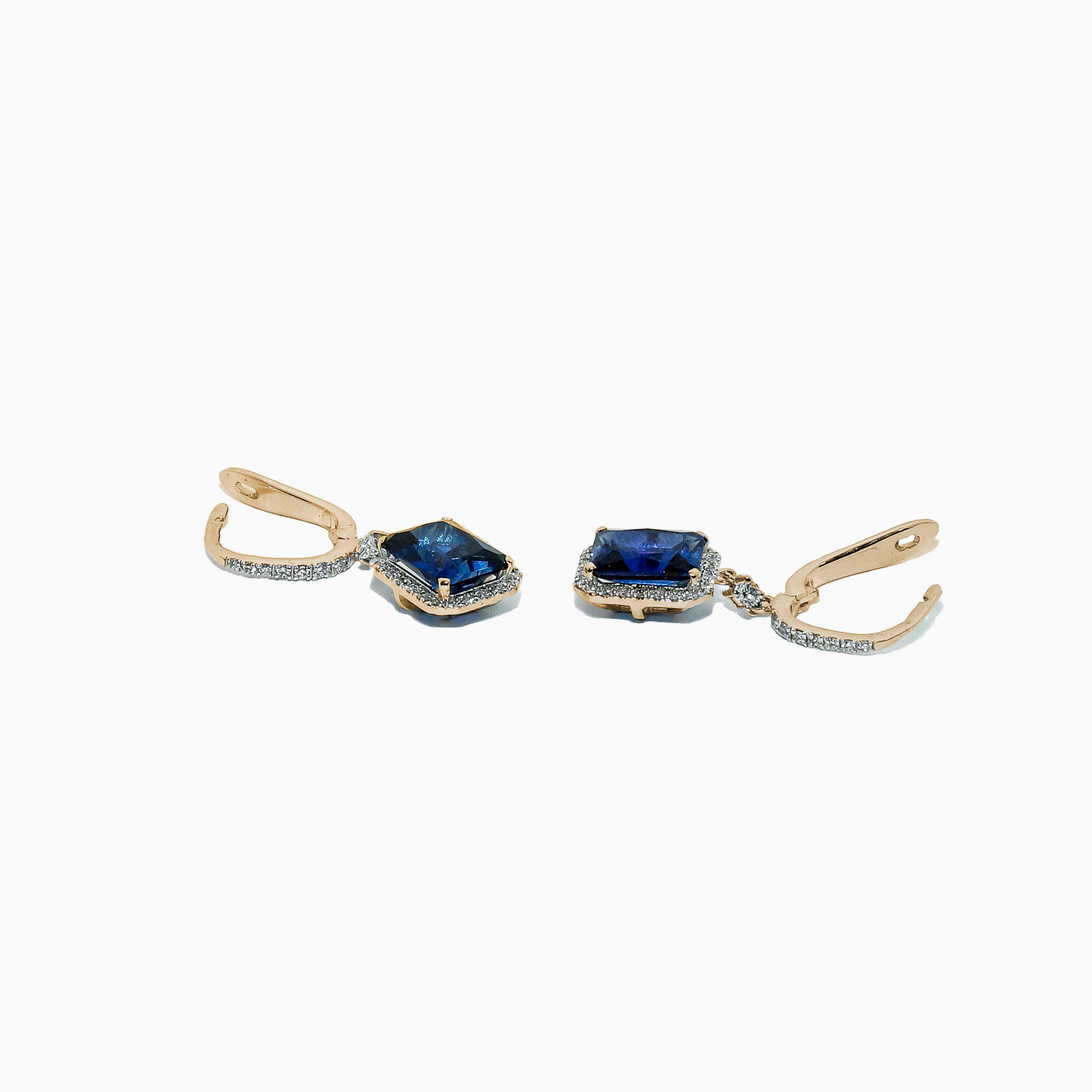 Felmeny Blue Sapphire Earrings in Gold with Diamonds