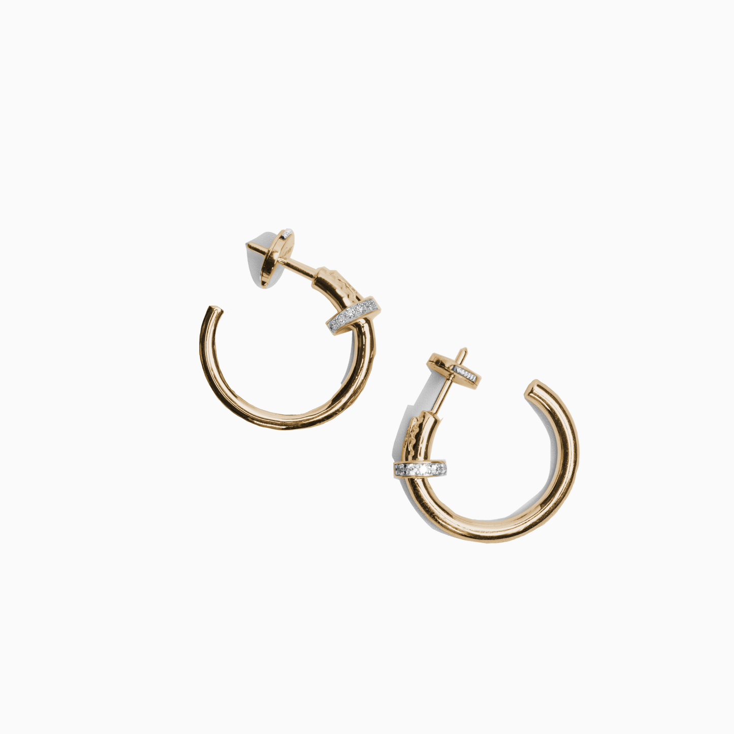 Felmeny Lunar Hoops Earrings in Gold with Diamonds