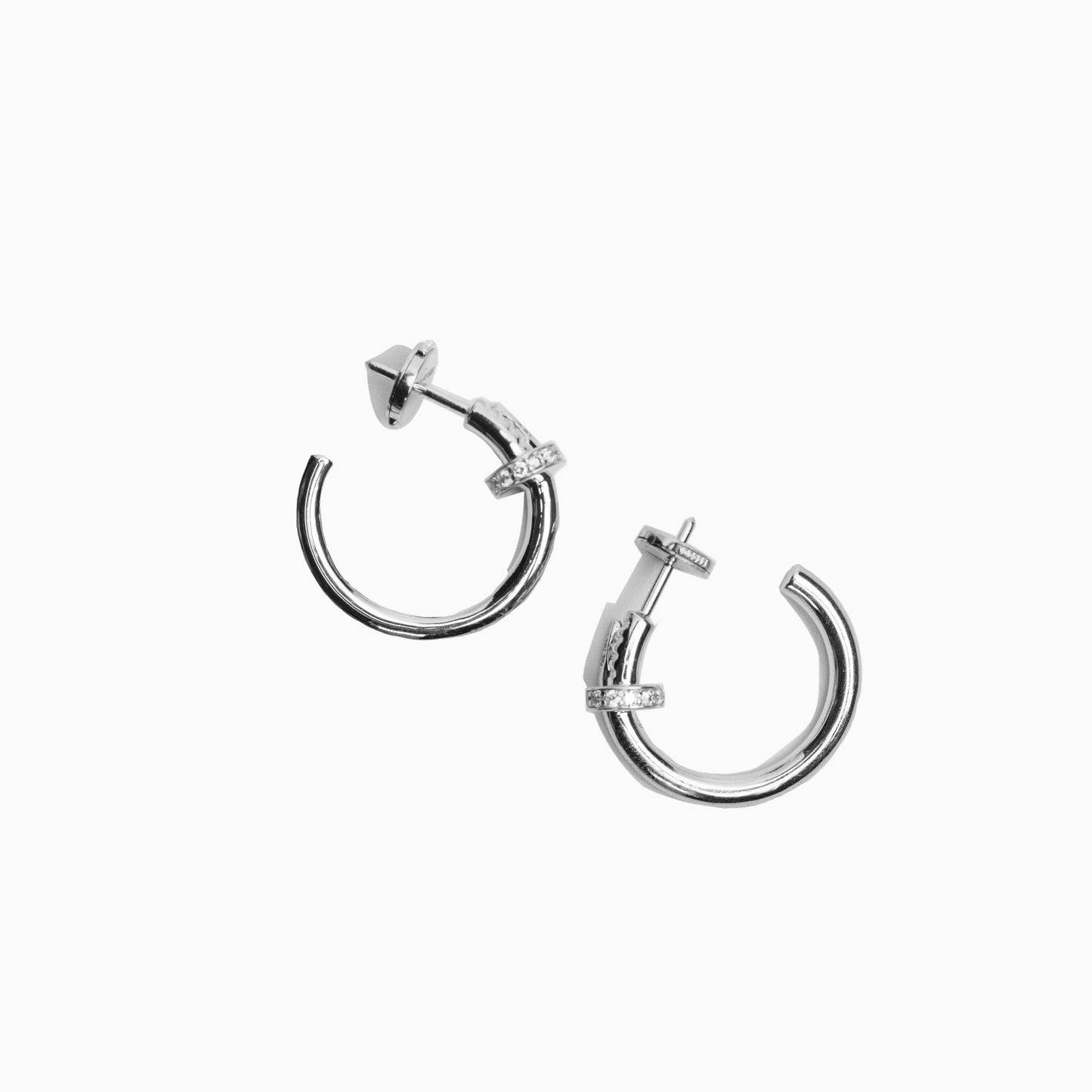 Felmeny Lunar Hoops Earrings in White Gold with Diamonds