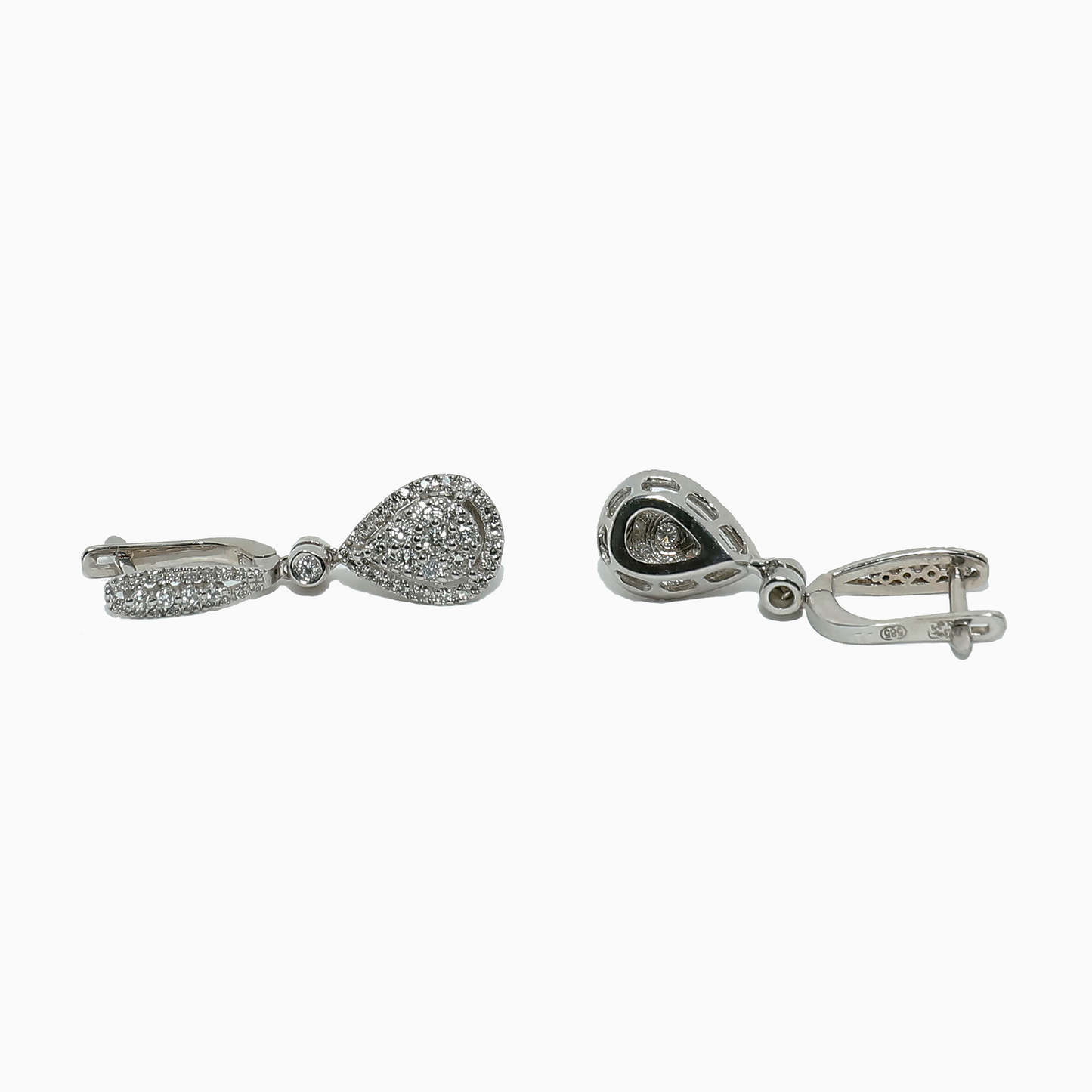 Felmeny Water Drop Earrings in White Gold with Diamonds