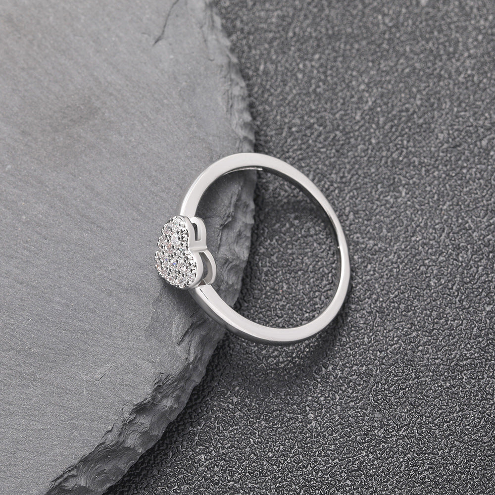Felmeny Golden Heart Ring in Silver with Zircon