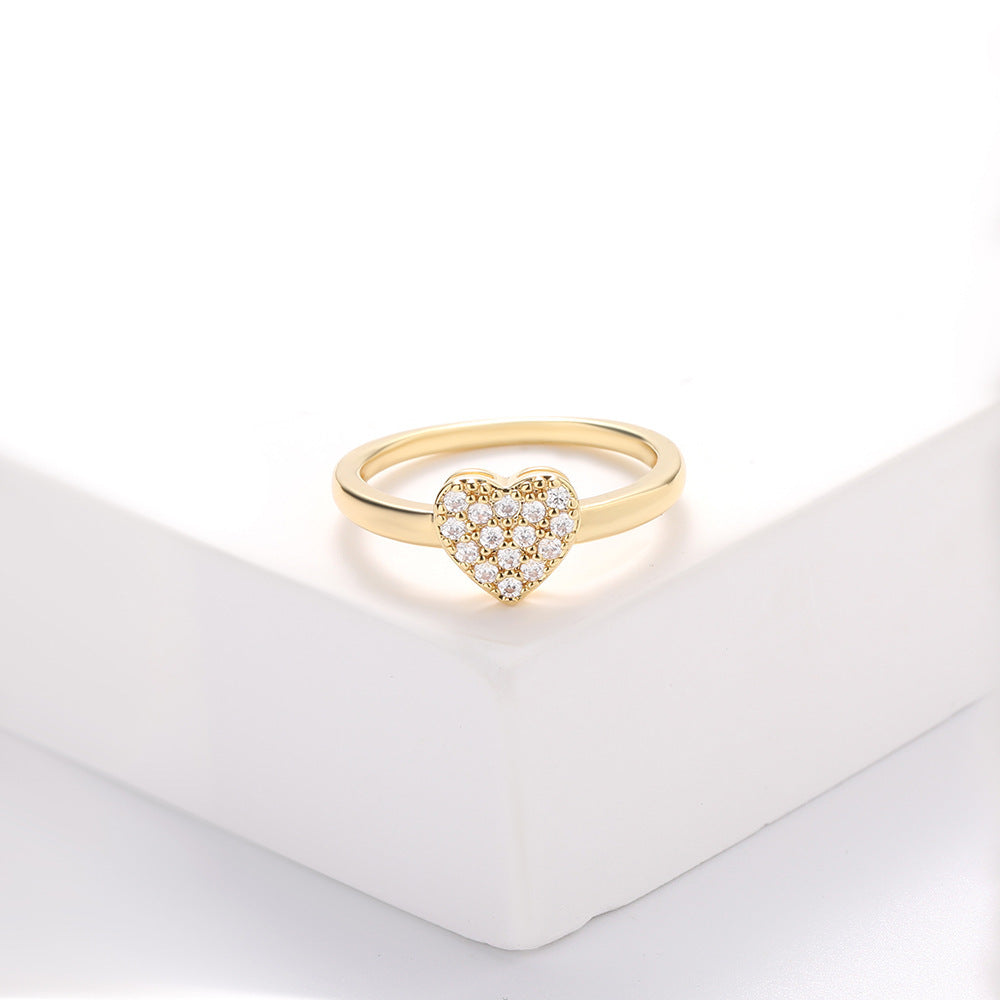 Felmeny Golden Heart Ring in Silver with Zircon
