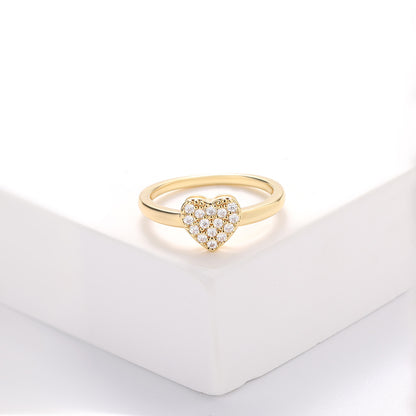 Felmeny Golden Heart Ring in Silver with Zircon