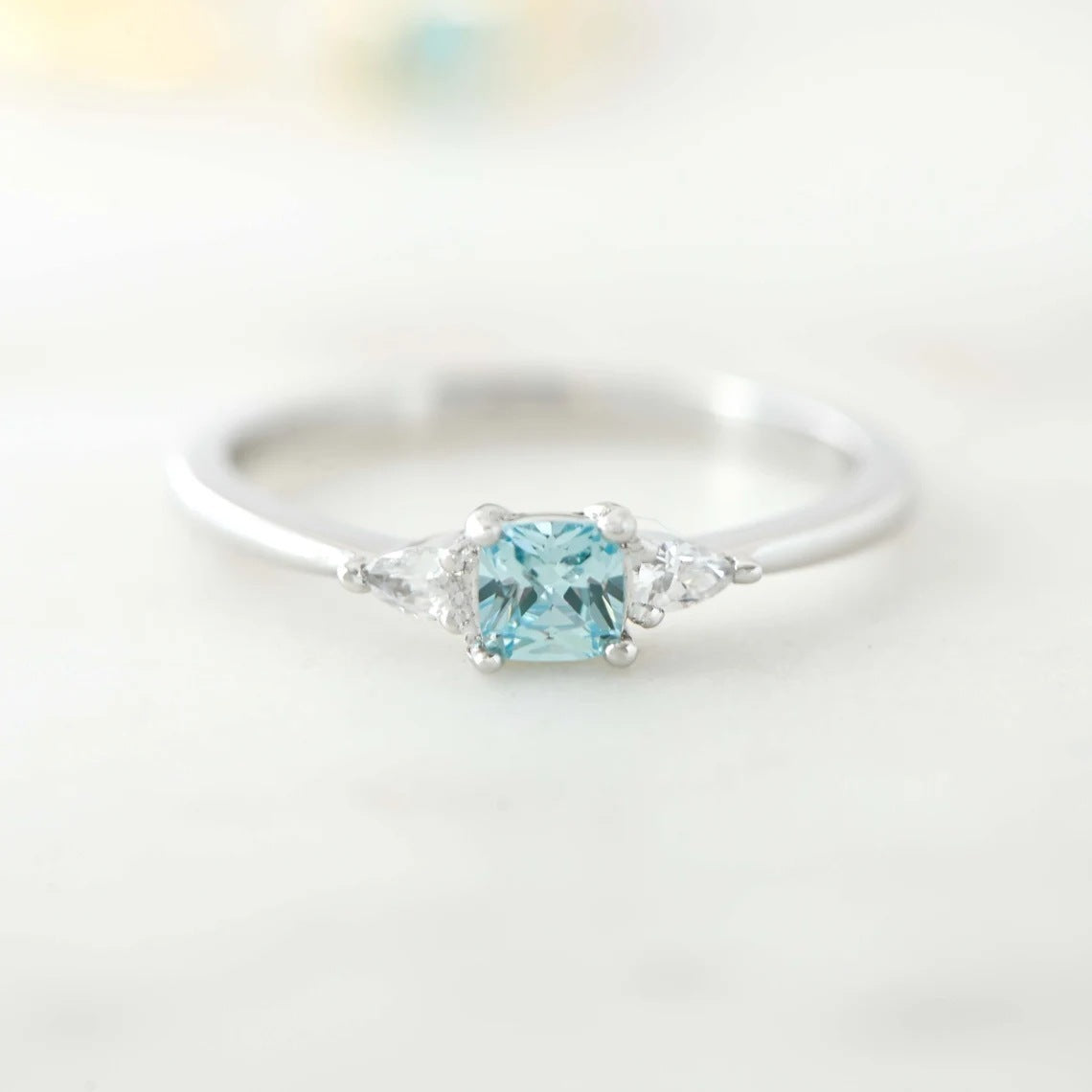 Felmeny Ocean Whisper Ring in Silver with Moissanite