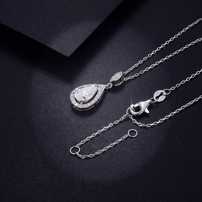 Felmeny Water Drop Necklace in Silver with Moissanite