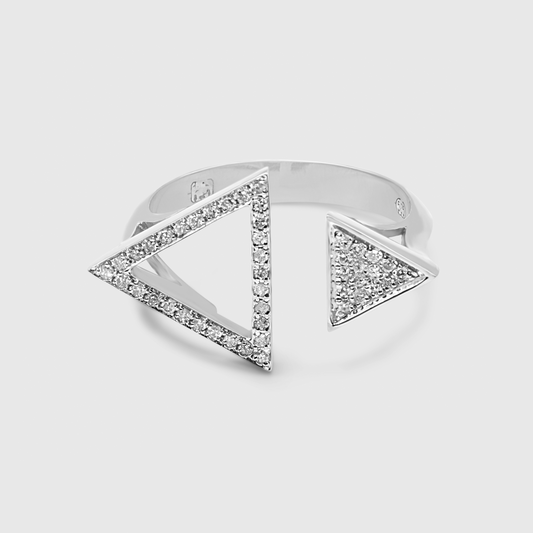 Felmeny Dual Pyramid Ring in White Gold with Diamonds