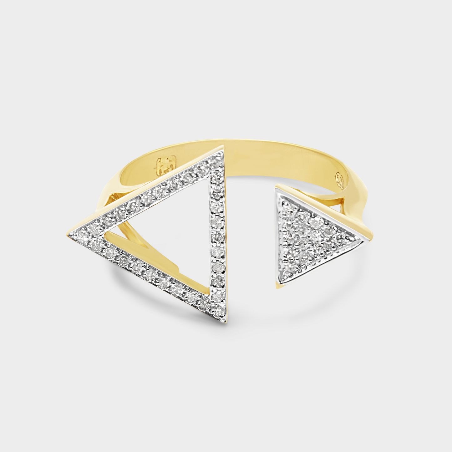 Felmeny Dual Pyramid Ring in Gold with Diamonds