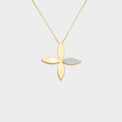 Felmeny Blossom Necklace in Gold with Diamonds