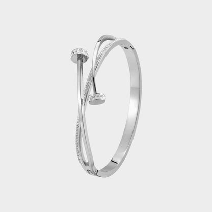 Felmeny Cross Pattern Bracelet in Silver with Zircon