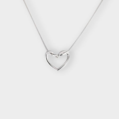 Felmeny Hollow Heart Necklace in Silver