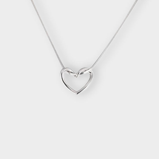 Felmeny Hollow Heart Necklace in Silver