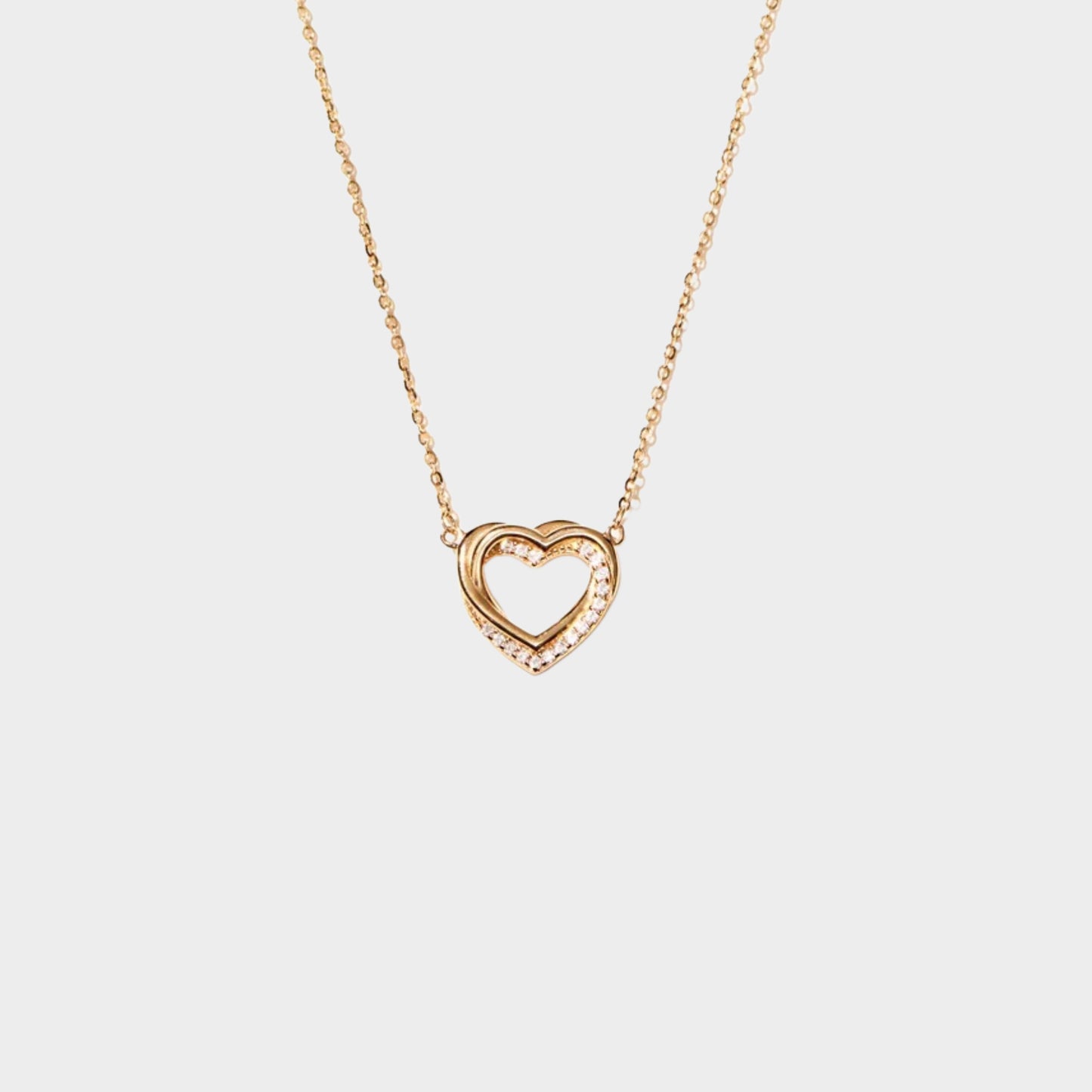 Felmeny Double Hollow Heart Necklace in Silver with Zircon