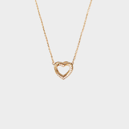 Felmeny Double Hollow Heart Necklace in Silver with Zircon