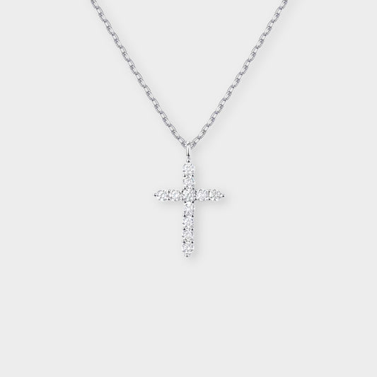 Felmeny Cross Necklace in Silver with Zircon