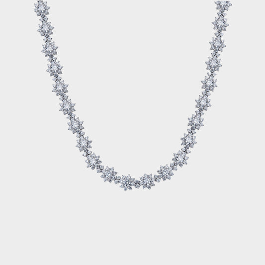 Felmeny Sunflower Collarbone Necklace in Silver with Zircon