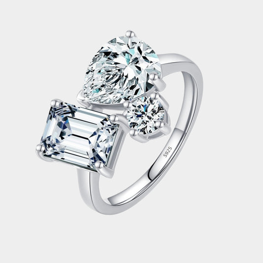 Felmeny Inlaid Geometric Ring in Silver with Zircon