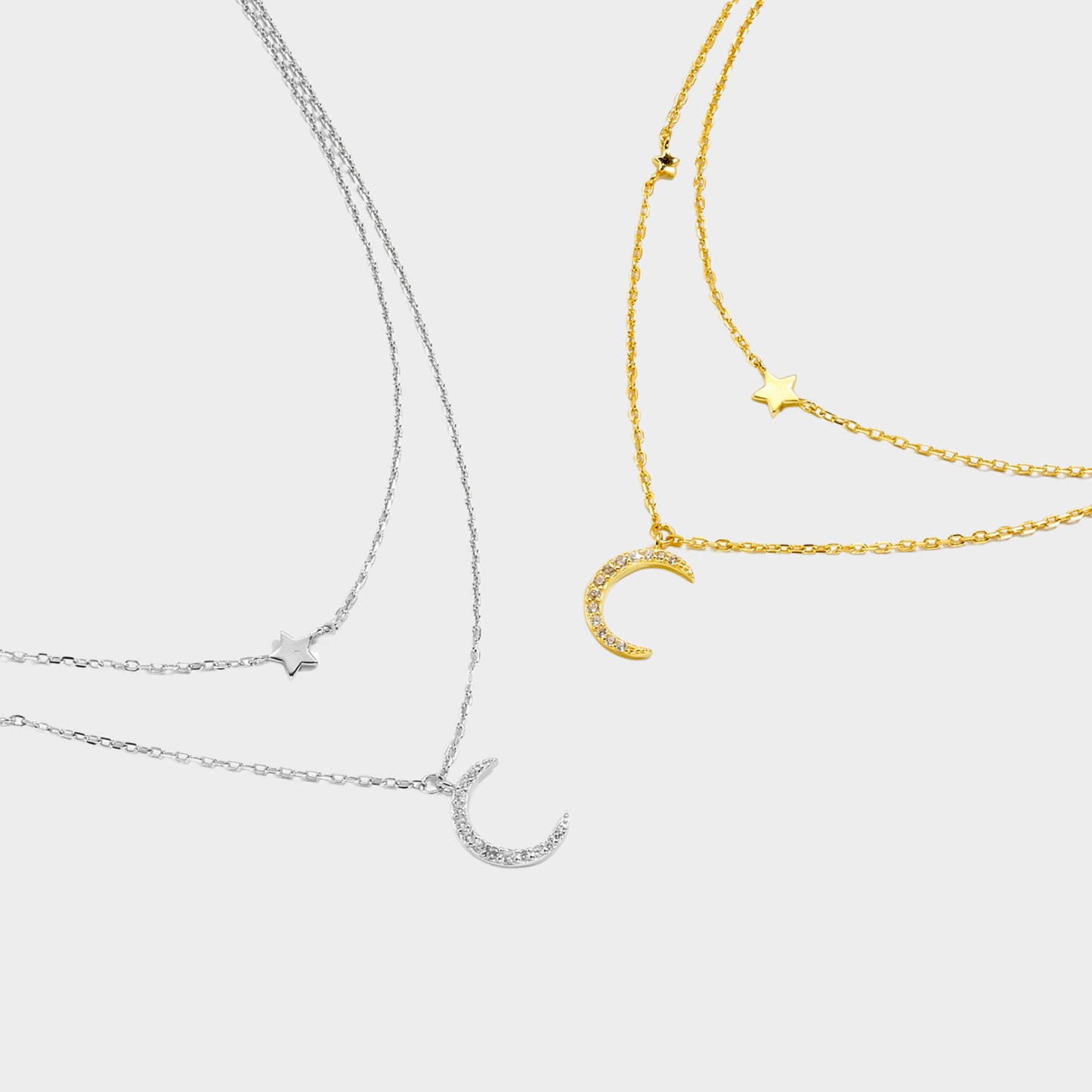 Felmeny Moony-Star Necklace in Silver with Zircon