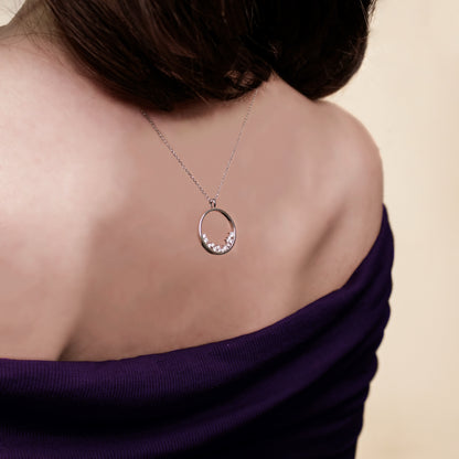 Felmeny Crescent Necklace in White Gold with Diamonds