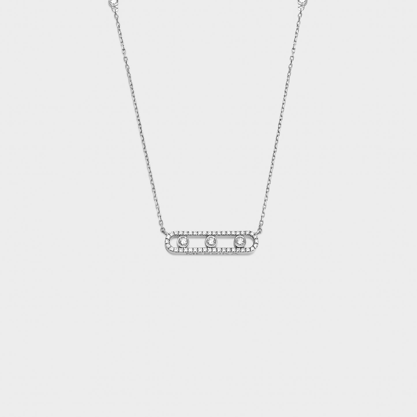 Felmeny V Move Necklace in White Gold with Diamonds