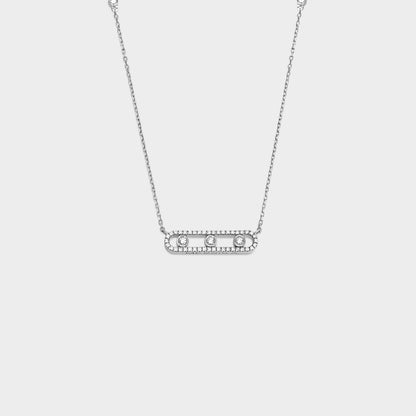 Felmeny V Move Necklace in White Gold with Diamonds