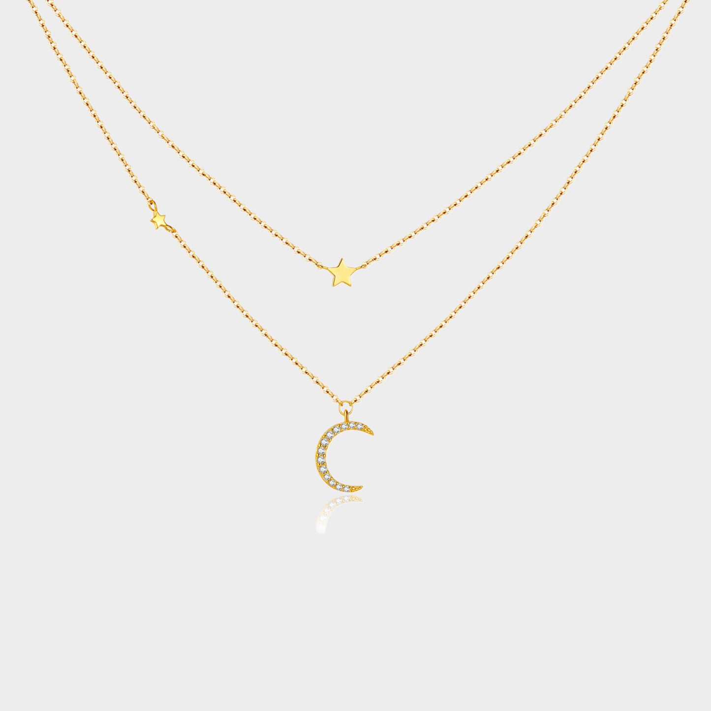 Felmeny Moony-Star Necklace in Silver with Zircon