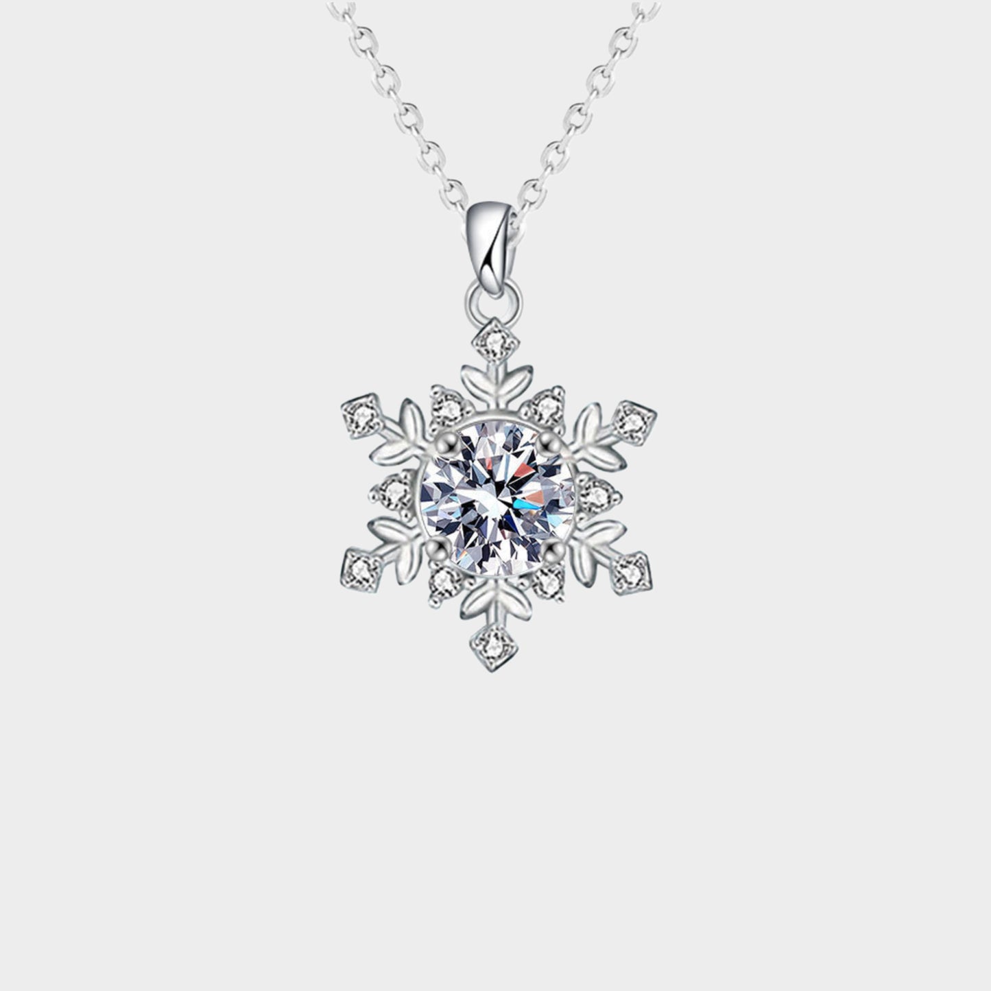 Felmeny SnowFlake Necklace in Silver with Moissanite