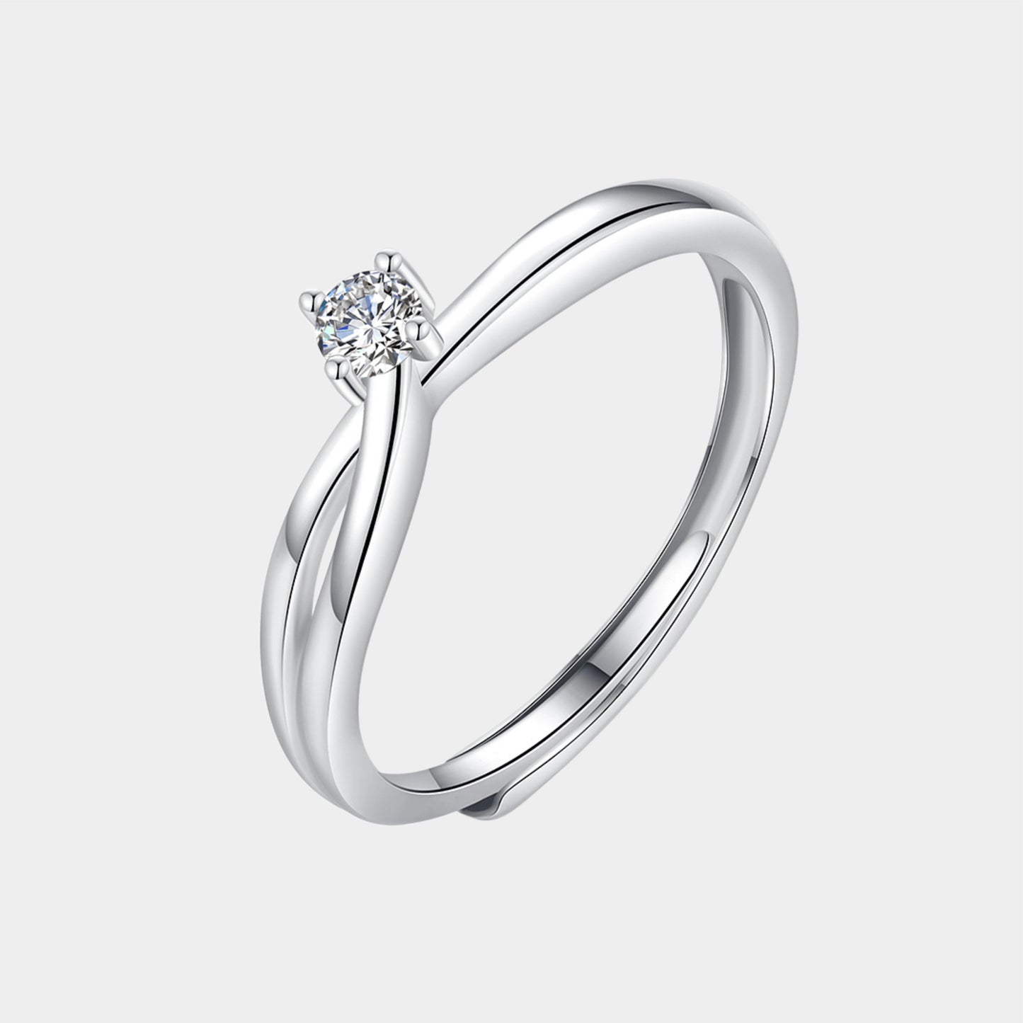 Felmeny Meteorite Couple Ring in Silver with Zircon