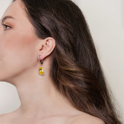 Felmeny Yellow Comet Earrings in white Gold with Diamonds