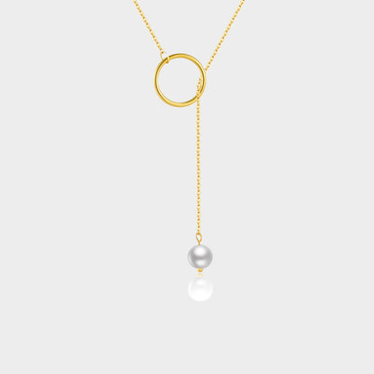 Felmeny Brushed Ball Necklace in Silver with Pearl
