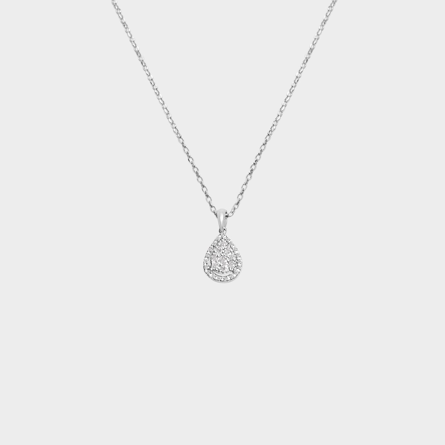 Felmeny Water Drop Necklace in White Gold with Diamonds