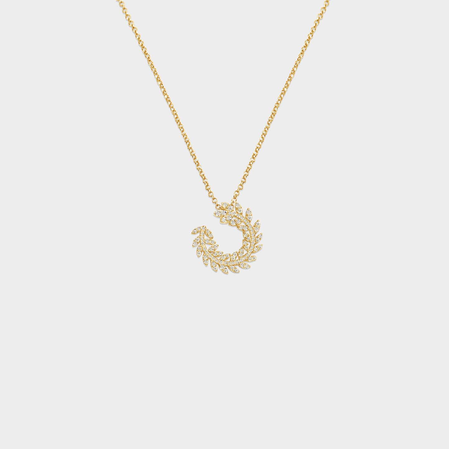 Felmeny Leaf Small Necklace in Gold with Diamonds