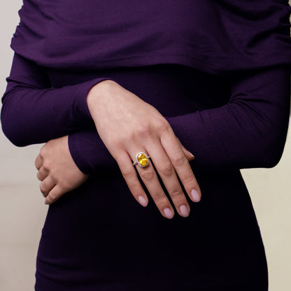 Felmeny Yellow Comet Ring in white Gold with Diamonds