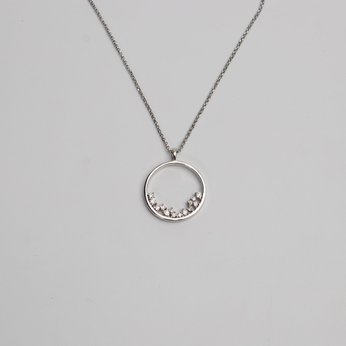 Felmeny Crescent Necklace in White Gold with Diamonds