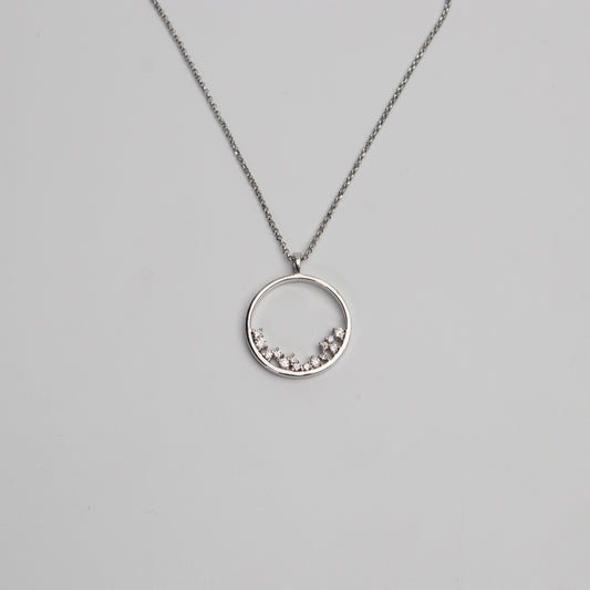 Felmeny Crescent Necklace in White Gold with Diamonds