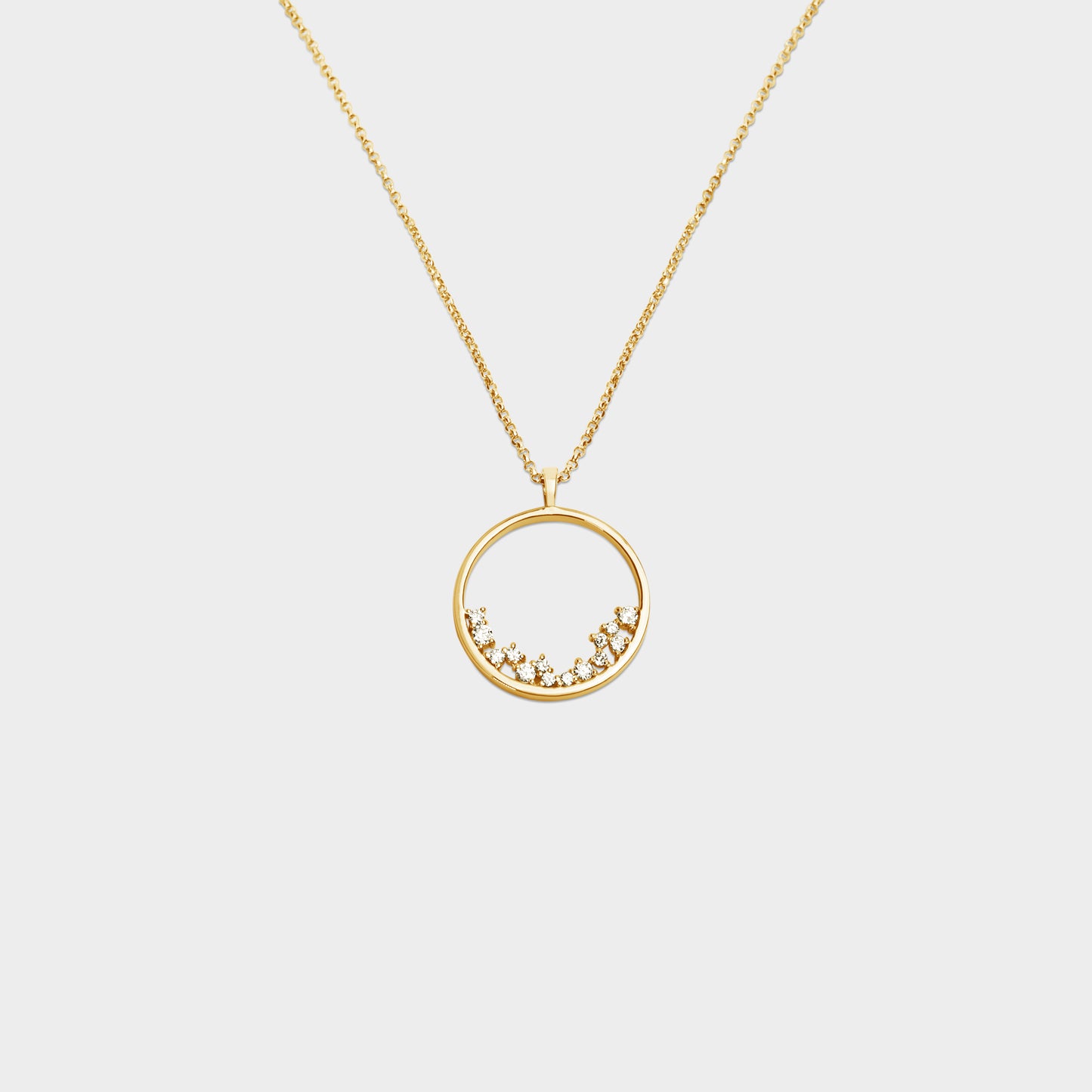 Felmeny Crescent Necklace in Gold with Diamonds