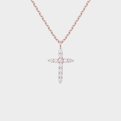 Felmeny Cross Necklace in Silver with Zircon