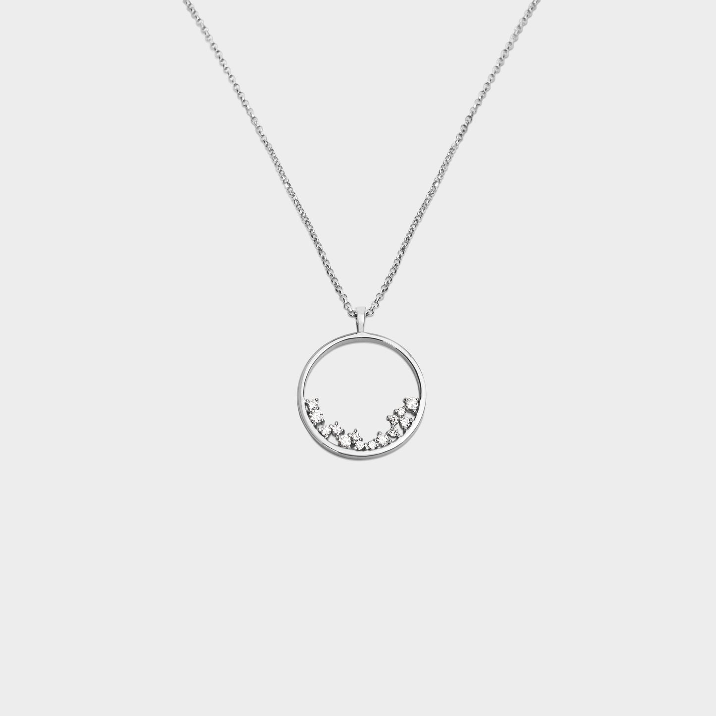 Felmeny Crescent Necklace in White Gold with Diamonds