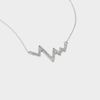 Felmeny Wave Necklace in Silver with Zircon