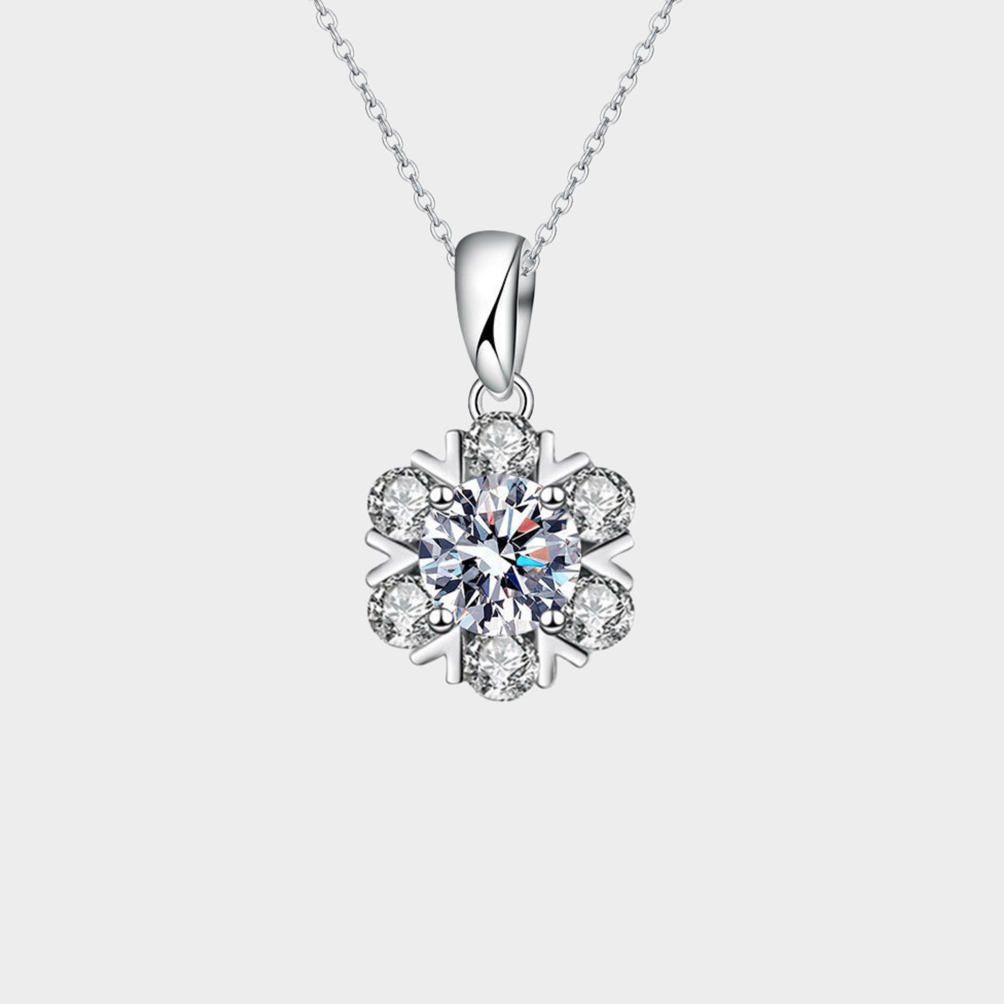 Felmeny SnowFlake Necklace in Silver with Moissanite